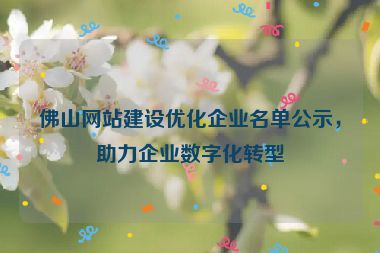 佛山網(wǎng)站建設(shè)優(yōu)化企業(yè)名單公示，助力企業(yè)數(shù)字化轉(zhuǎn)型