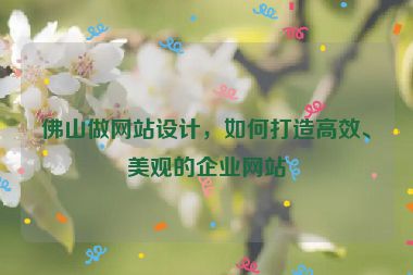 佛山做網(wǎng)站設(shè)計，如何打造高效、美觀的企業(yè)網(wǎng)站