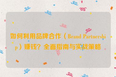 如何利用品牌合作（Brand Partnership）賺錢？全面指南與實(shí)戰(zhàn)策略