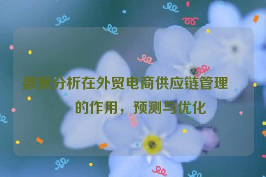 數(shù)據(jù)分析在外貿(mào)電商供應(yīng)鏈管理中的作用，預(yù)測(cè)與優(yōu)化