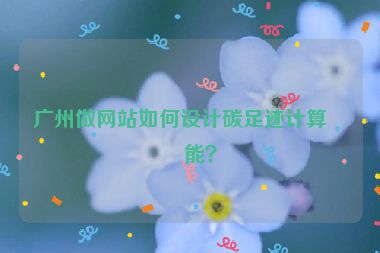 廣州做網(wǎng)站如何設計碳足跡計算功能？