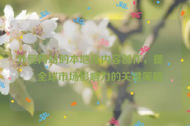 外貿(mào)網(wǎng)站的本地化內(nèi)容創(chuàng)作，提升全球市場(chǎng)影響力的關(guān)鍵策略