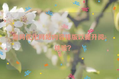 如何優(yōu)化網(wǎng)站內(nèi)容排版以提升閱讀體驗(yàn)？