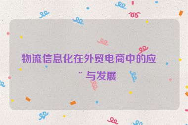 物流信息化在外貿(mào)電商中的應用與發(fā)展