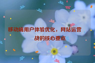 移動端用戶體驗(yàn)優(yōu)化，網(wǎng)站運(yùn)營實(shí)戰(zhàn)的核心要點(diǎn)