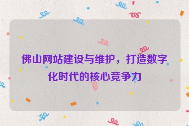 佛山網(wǎng)站建設(shè)與維護，打造數(shù)字化時代的核心競爭力