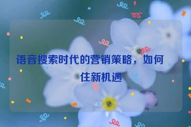 語音搜索時代的營銷策略，如何抓住新機遇