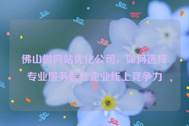 佛山做網(wǎng)站優(yōu)化公司，如何選擇專業(yè)服務(wù)提升企業(yè)線上競爭力