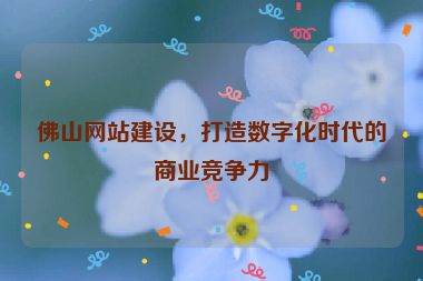 佛山網(wǎng)站建設(shè)，打造數(shù)字化時代的商業(yè)競爭力
