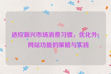 適應(yīng)新興市場(chǎng)消費(fèi)習(xí)慣，優(yōu)化外貿(mào)網(wǎng)站功能的策略與實(shí)踐