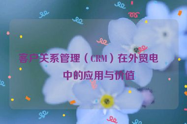 客戶關系管理（CRM）在外貿(mào)電商中的應用與價值
