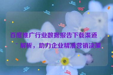 百度推廣行業(yè)數(shù)據(jù)報告下載渠道全解析，助力企業(yè)精準(zhǔn)營銷決策