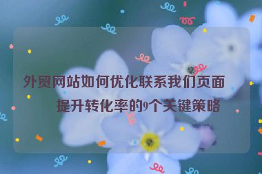 外貿(mào)網(wǎng)站如何優(yōu)化聯(lián)系我們頁面？提升轉(zhuǎn)化率的9個關(guān)鍵策略