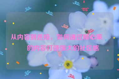 從內(nèi)容到連接，如何通過(guò)精心策劃的內(nèi)容打造強(qiáng)大的社區(qū)感