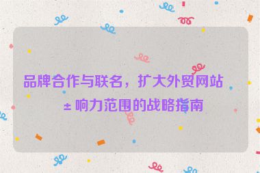 品牌合作與聯(lián)名，擴(kuò)大外貿(mào)網(wǎng)站影響力范圍的戰(zhàn)略指南