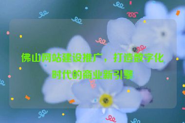佛山網站建設推廣，打造數(shù)字化時代的商業(yè)新引擎