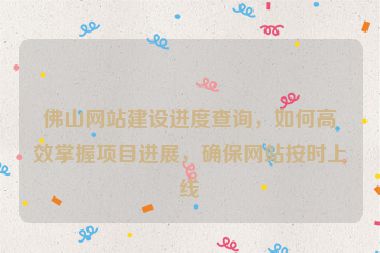 佛山網(wǎng)站建設(shè)進度查詢，如何高效掌握項目進展，確保網(wǎng)站按時上線