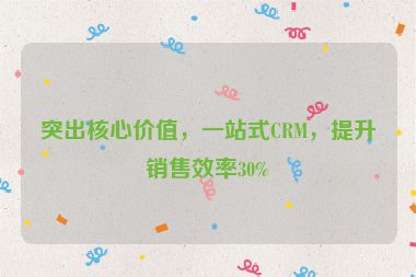 突出核心價(jià)值，一站式CRM，提升銷售效率30%