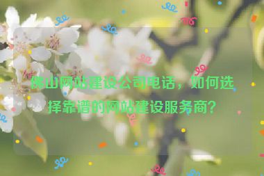 佛山網(wǎng)站建設(shè)公司電話，如何選擇靠譜的網(wǎng)站建設(shè)服務(wù)商？