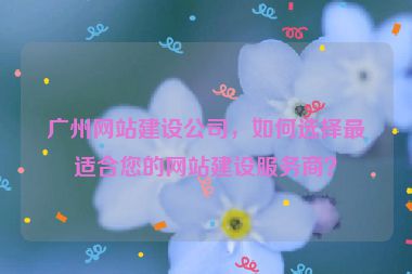 廣州網站建設公司，如何選擇最適合您的網站建設服務商？