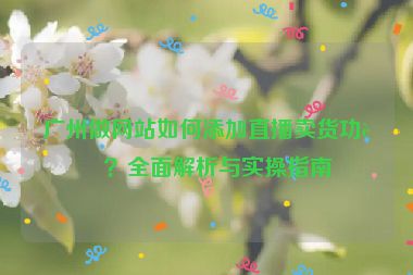 廣州做網(wǎng)站如何添加直播賣貨功能？全面解析與實操指南