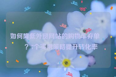 如何降低外貿(mào)網(wǎng)站的購物車棄單率？7個(gè)實(shí)用策略提升轉(zhuǎn)化率