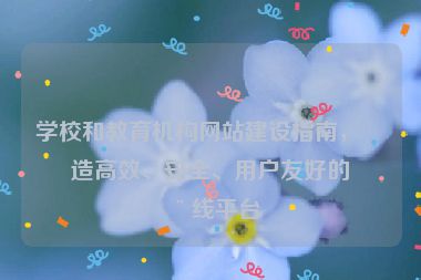 學(xué)校和教育機(jī)構(gòu)網(wǎng)站建設(shè)指南，打造高效、安全、用戶友好的在線平臺(tái)