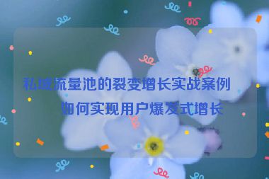 私域流量池的裂變增長實(shí)戰(zhàn)案例，如何實(shí)現(xiàn)用戶爆發(fā)式增長