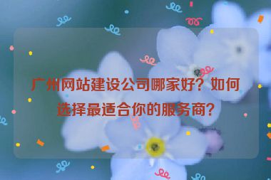 廣州網(wǎng)站建設(shè)公司哪家好？如何選擇最適合你的服務(wù)商？