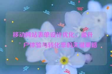 移動網(wǎng)站表單設(shè)計優(yōu)化，提升用戶體驗與轉(zhuǎn)化率的關(guān)鍵策略