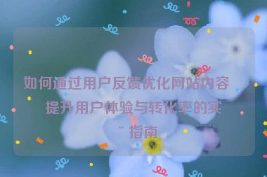 如何通過用戶反饋優(yōu)化網(wǎng)站內(nèi)容，提升用戶體驗(yàn)與轉(zhuǎn)化率的實(shí)用指南