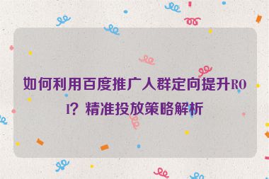 如何利用百度推廣人群定向提升ROI？精準(zhǔn)投放策略解析